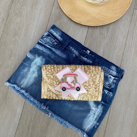 Golf Lover Rattan Straw Clutch - Picture 2 of 3